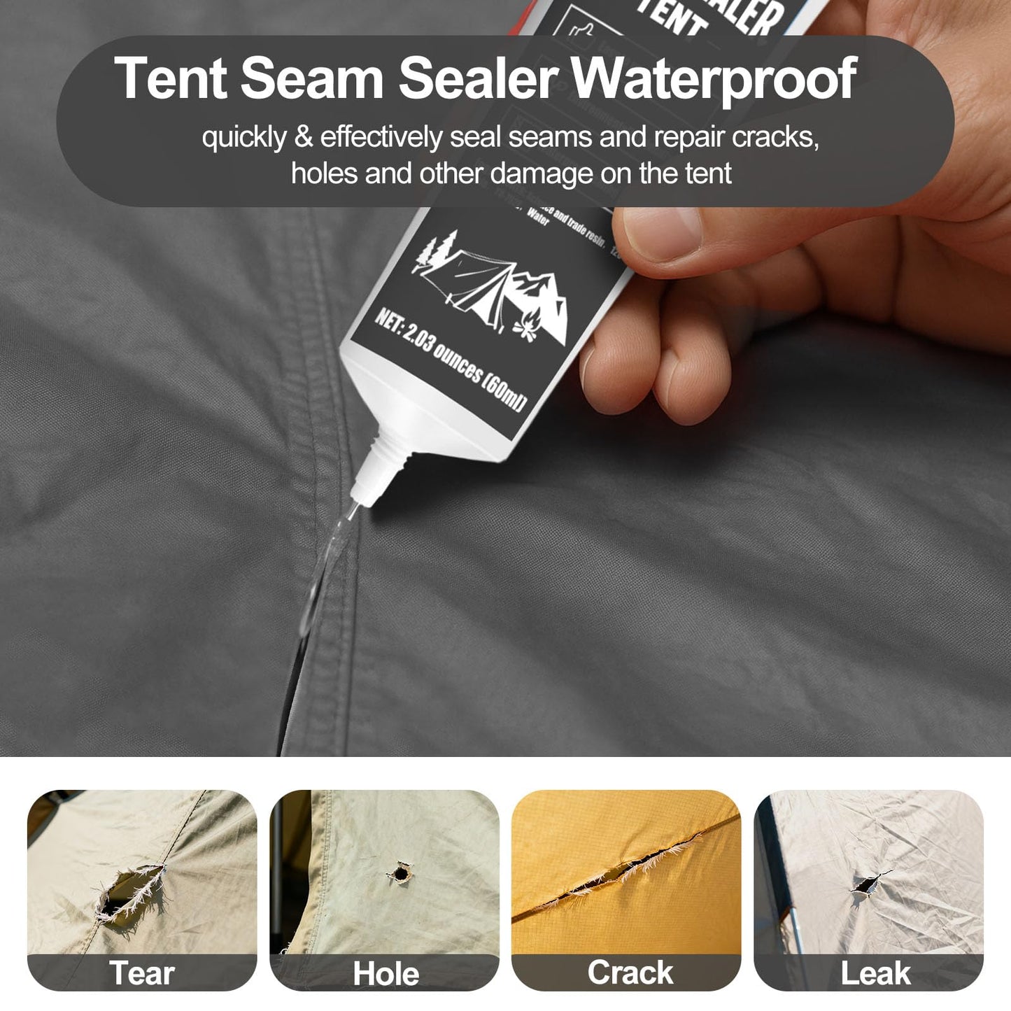 1DFAUL 120ml Tent Seam Sealer Waterproof, Seam Sealer Tent Sealant Repair