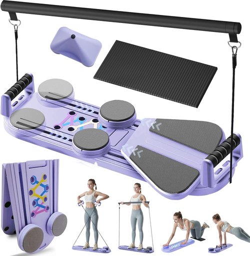 Pilates Board - Pilates Reformer Set, 6 in 1 Pilates Boards for Home Workout, Portable and Foldable Pilates Reformers, Multifunctional Reformer Pilates Machine, Pilates Board for Women