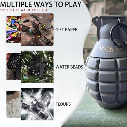 Disratw M26A2 Airsoft Grenade Toys 2pcs Tactical Grenade Plastic CS Battle Game Toy Hand Grenades Pull Ring Toys Role Play Model Prop for Age 14+ (Green)