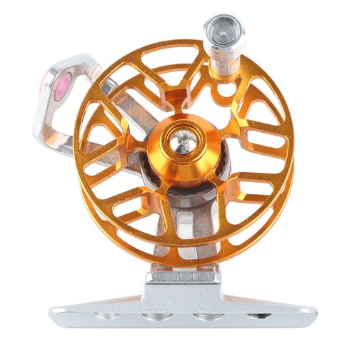 RiToEasysports RightHanded Fishing Reel Aluminum Alloy Ice Fishing Wheel LaborSaving for Fishing Enthusiasts (Red) (Blue) (Gold)