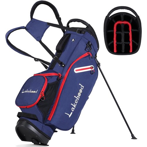 Lakehood Golf Stand Bag, 14 Way Golf Bag with Dual Strap, Lightweight&Durable Design, Rain Hood, Ergonomic Comfort - Ideal for Golfers of All Levels, Perfect for Practice or Tournament Play (Blue)