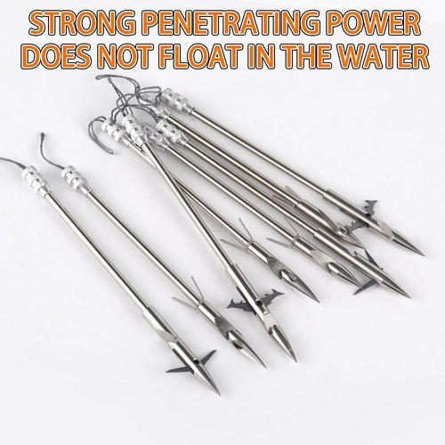 BKEBOLTS 16PCS 4 Types Fishing Darts Slingshot Arrow Silver Steel Fishing Slingshot Reel Dart for Adult Bowfishing Hunting Shooting Fishing