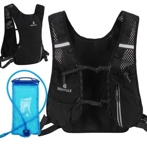 B BBAIYULE Hydration Running Vest , Hydration Bladder or Soft Flask(Optional), Lightweight Water Backpack Men Women, Trail Marathon Hiking Cycling (Backpack with Bladder)