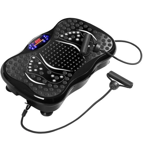 HomGarden Mini Waver Vibration Platform Exercise Machine, Whole Body Fitness Vibration Plates w/ Loop Bands, Full Body Home Training Equipment for Weight Loss Workout, Black