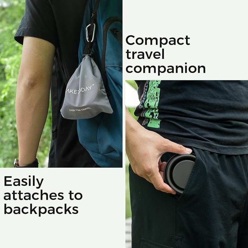 TakeToday 8 oz Collapsible Travel Cup - Navy & Charcoal (2-Pack)
