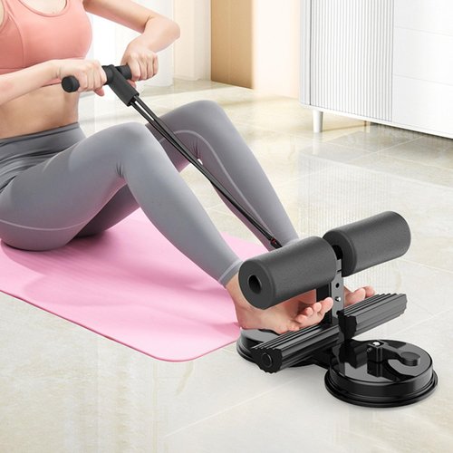 cdar Sit-up Assistant Bar with Resistance Band Abdominal Core Training Sit-up Foot Holder with Dual Suction Cups Home Gym Exercise Equipment Black