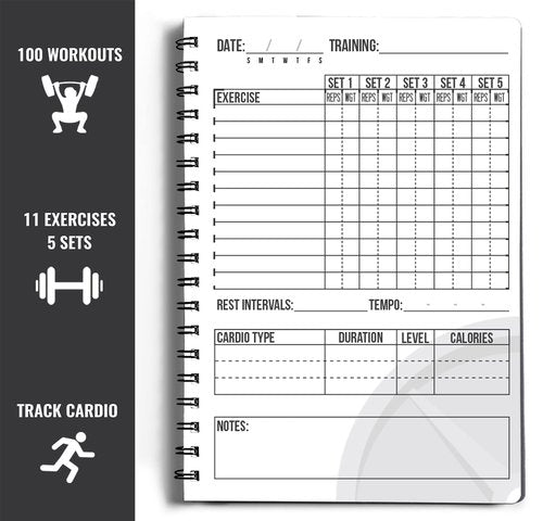 Workout Planner for Daily Fitness Tracking & Goals Setting - A5 Size, 6” x 8”, Charcoal Gray - Men & Women Personal Home & Gym Training Diary - Log Book Journal - by Workout Log Gym