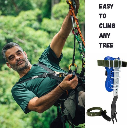 RANLOVE Tree Climbing Spikes Set, 304 Stainless Steel Adjustable Spike with 2 Gears and Non-Slip Pedal, Tool for Climbing Trees and Picking Fruit