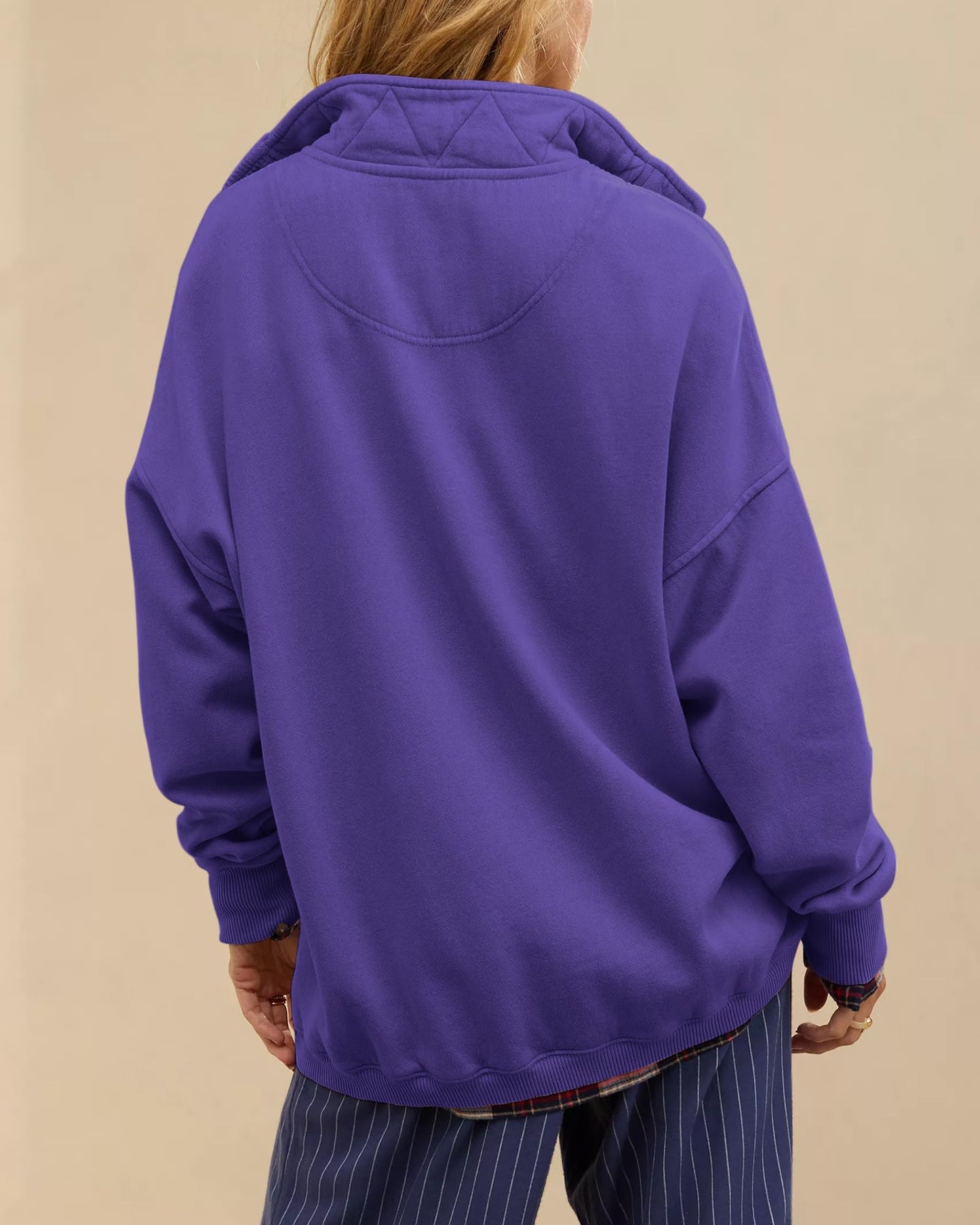 Gacaky Sweatshirt for Women Oversized Casual Long Sleeve Button Henley Neck Pullover Tops Fashion Outfits Clothes Purple S