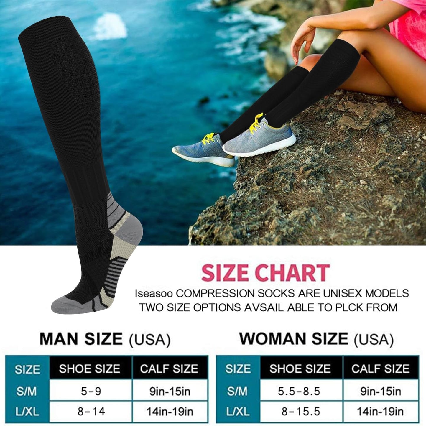 Copper Compression Socks 15-20 mmHg for Men & Women 8 Pairs – Circulation Support for Nurses,Travel,Running,Hiking,Soccer,Gifts,Pregnant,Flying,Workout Compression Socks(S/M)