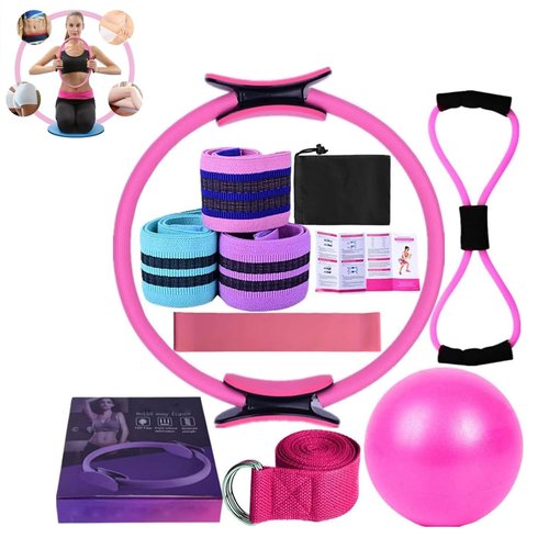 Pilates Essentials Kit for Women,Better Me Pilates Kit,Rings,Booty Bands,Yoga Ball,Yoga Sets for Women - Complete Set of 11 Accessories,Pilates Equipment for Home Workouts(Pink)