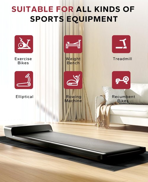 HAPBEAR Treadmill Mat ??68"x24"x1/4" Thick Non-Slip Foldable Exercise Equipment Mat for Walking Pad, Weight Bench & Treadmill ??Shock Absorbing Floor Protector for Home Gym, Carpet & Hardwood Floors