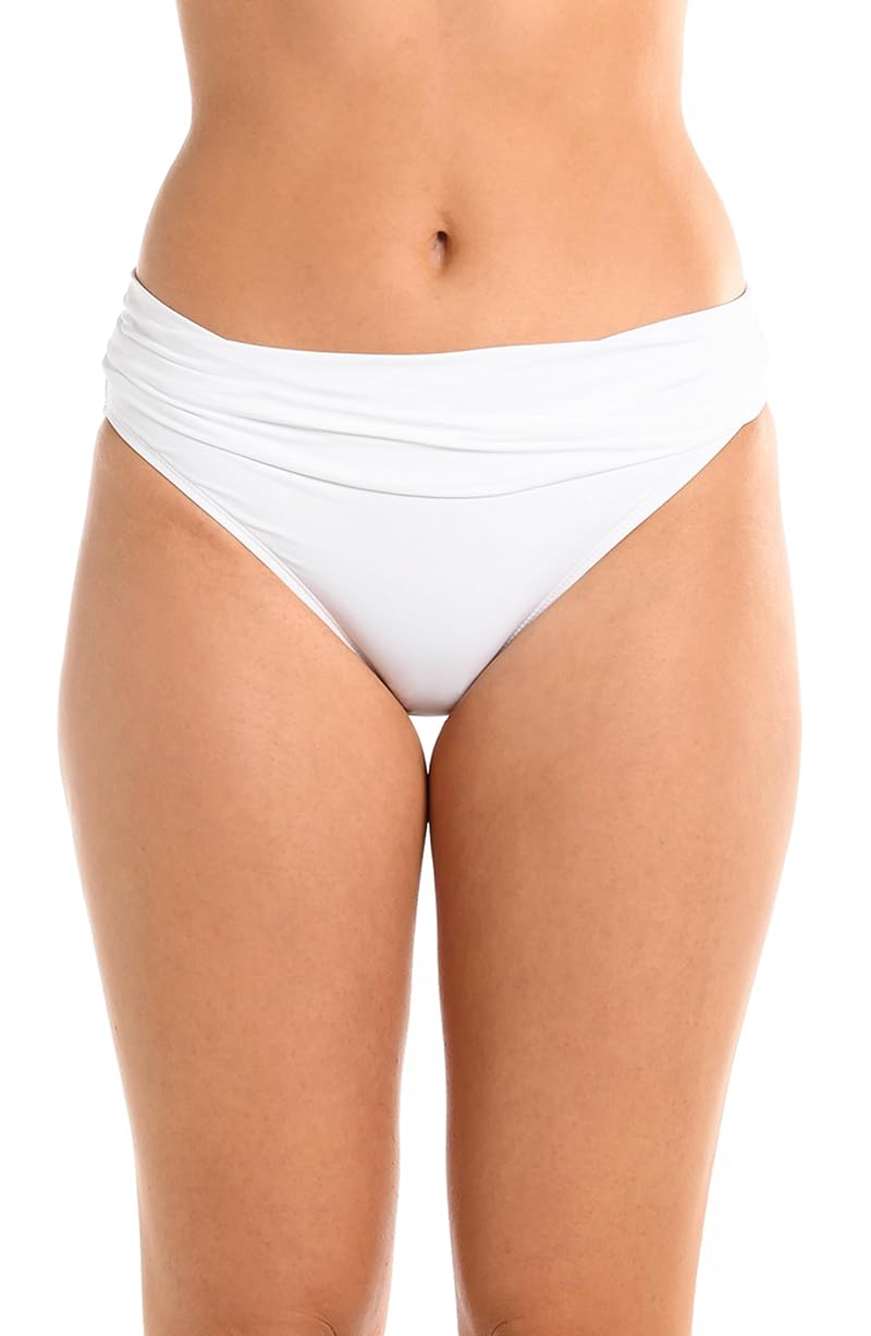 Island Goddess Shirred Band Hipster Bikini Bottom - White