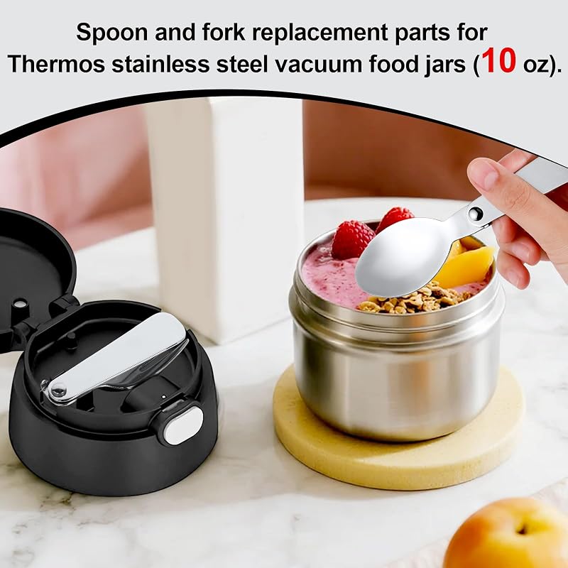 4 Colossal Folding Spoons & 4 Folding Forks for Thermos Funtainer 10oz – 8 Pcs Stainless Steel Set - Variation 8