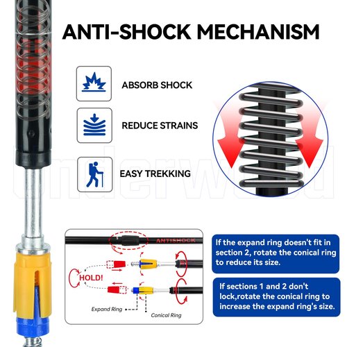 Underwood Aggregator Collapsible Trekking Poles 2 Pack - Adjustable Aluminum Hiking Poles, Lightweight Nordic Walking Sticks for Women, Men, Seniors, Kids, Backpacking