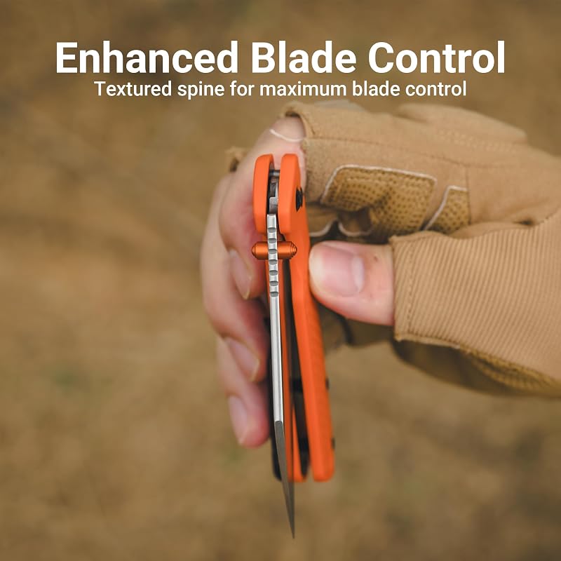 CJRB Pyrite-Light Folding Knife, 3.34" AR-SFII Steel Wharncliffe Blade, FRN Handle - Orange