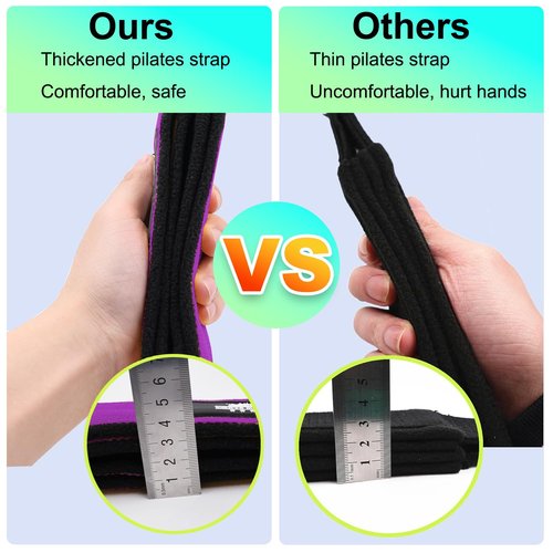 Lights Mountain 1 Pair Extended Pilates Double Loop Straps for Reformer, Fitness D-Ring Straps Handle, Yoga Exercise Accessories for Home Gym Workout