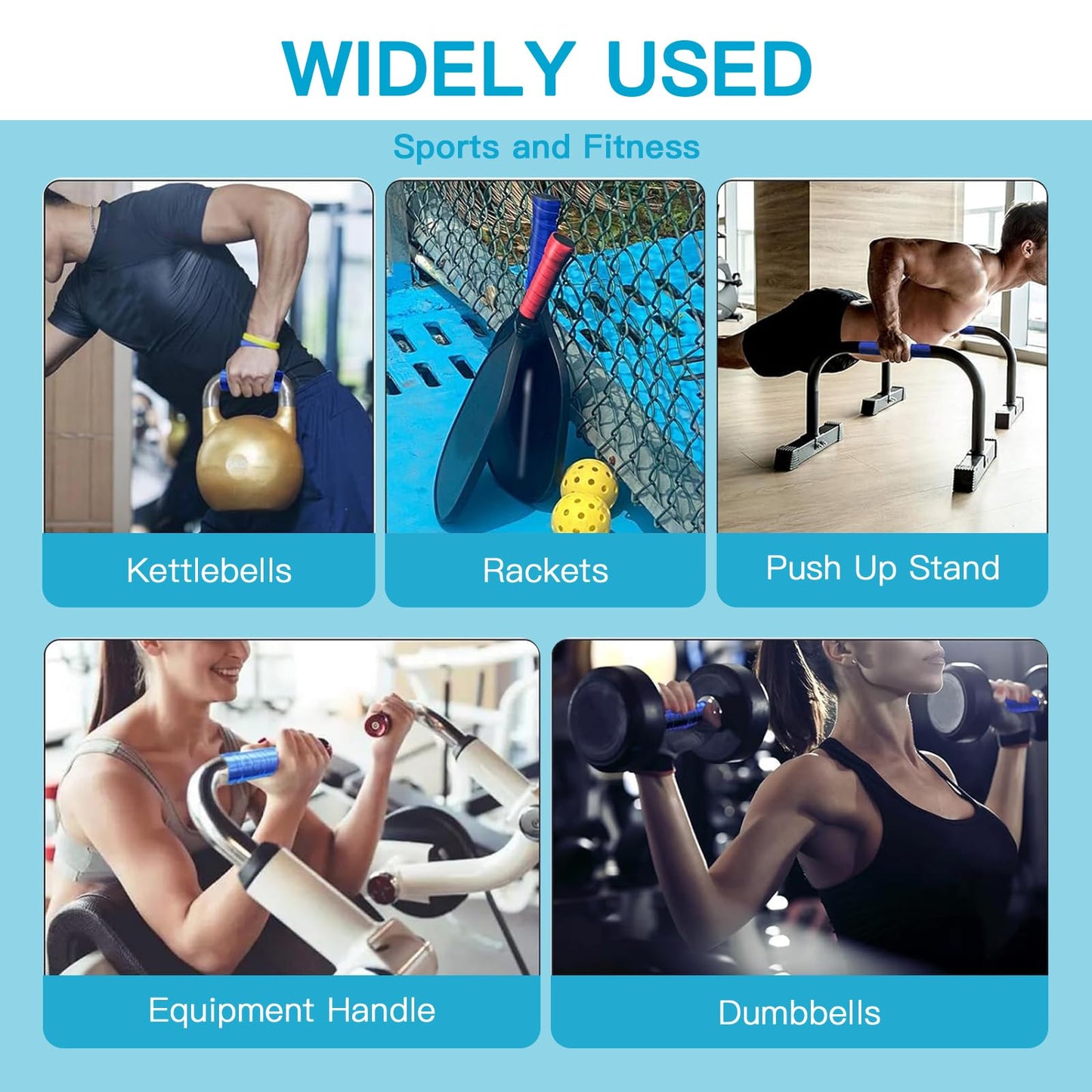AIKESIWAY Self-Fusing Silicone Tape - No Adhesive Grip Tape for Bike Handlebar, Fishing Pole, Pull-Up Bar, Bicycle (Blue, 5 FT)
