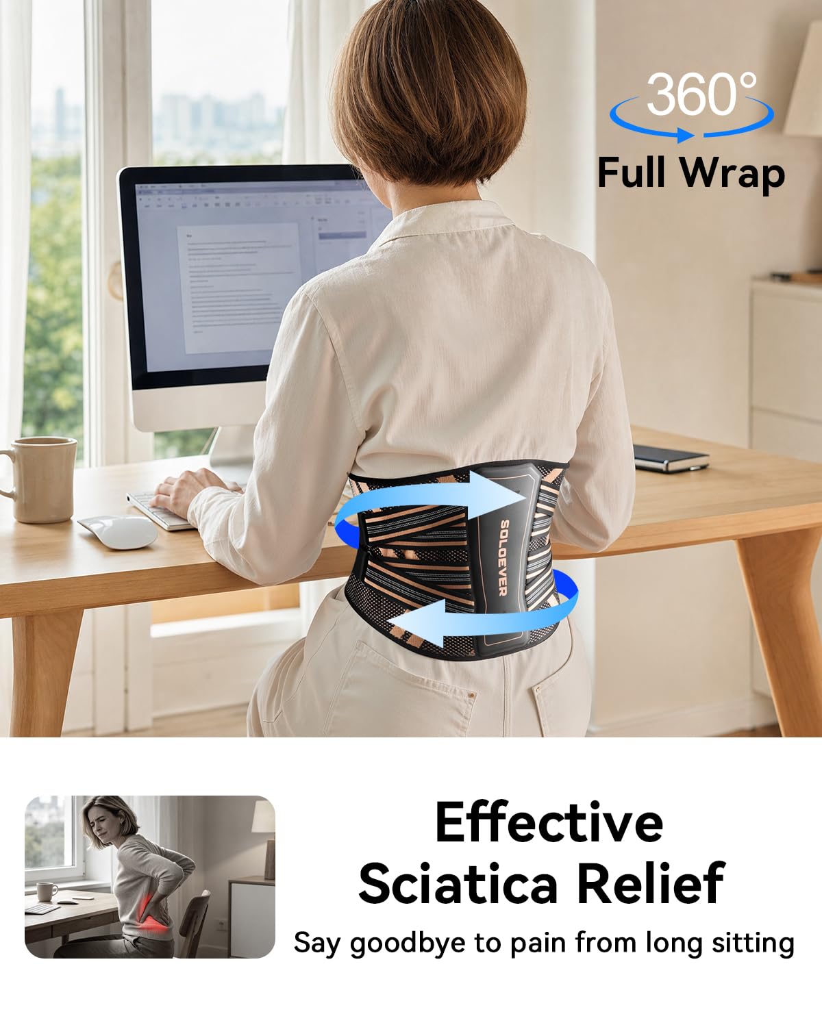 Ultra Breathable Back Brace for Lower Back Pain Relief,[Medical Grade & Copper Infused] Lumbar Support Belt with Bionic Support System, Adjustable Back Support Brace for Sciatica,Herniated Disc,Men&Women(XL)