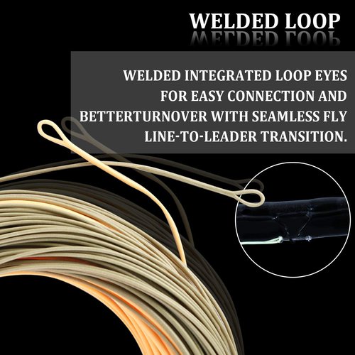 Maxcatch Fly Line for Single-Handed Spey Casting, Weight Forward Floating Fly Lines with Two Welded Loops, WF3F-WF8F, 90FT (Peach/Camo, WF4F-90FT)