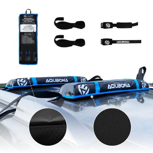 AQUBONA Universal Car Soft Roof Rack Pads，Luggage Carrier Capacity Load 158lb for Kayak/Canoe/Surfboard/Paddle with Adjustable & Steady Tie-Down Straps and Storage Bag