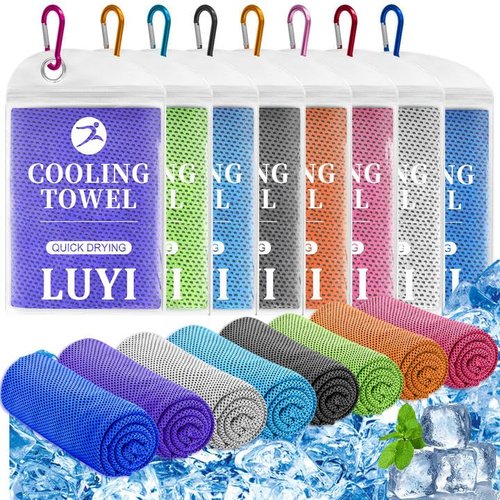 LUYI 8 Pack 40"x12" Cooling Towels for Neck and Face, Microfiber Soft Breathable Cooling Towel Bulk for Hot Weather, Gym, Sports, Yoga, Workout, Running, Golf, Camping, Hiking