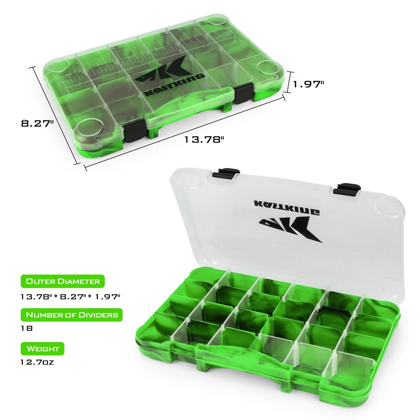 KastKing Bait Vault Camouflage Tackle Box, Plastic Fishing Tackle Box Storage Organizer with Removable Dividers, 4 Packs Tackle Trays Terminal Tackle Storage, Rounded Corner Lure Boxes