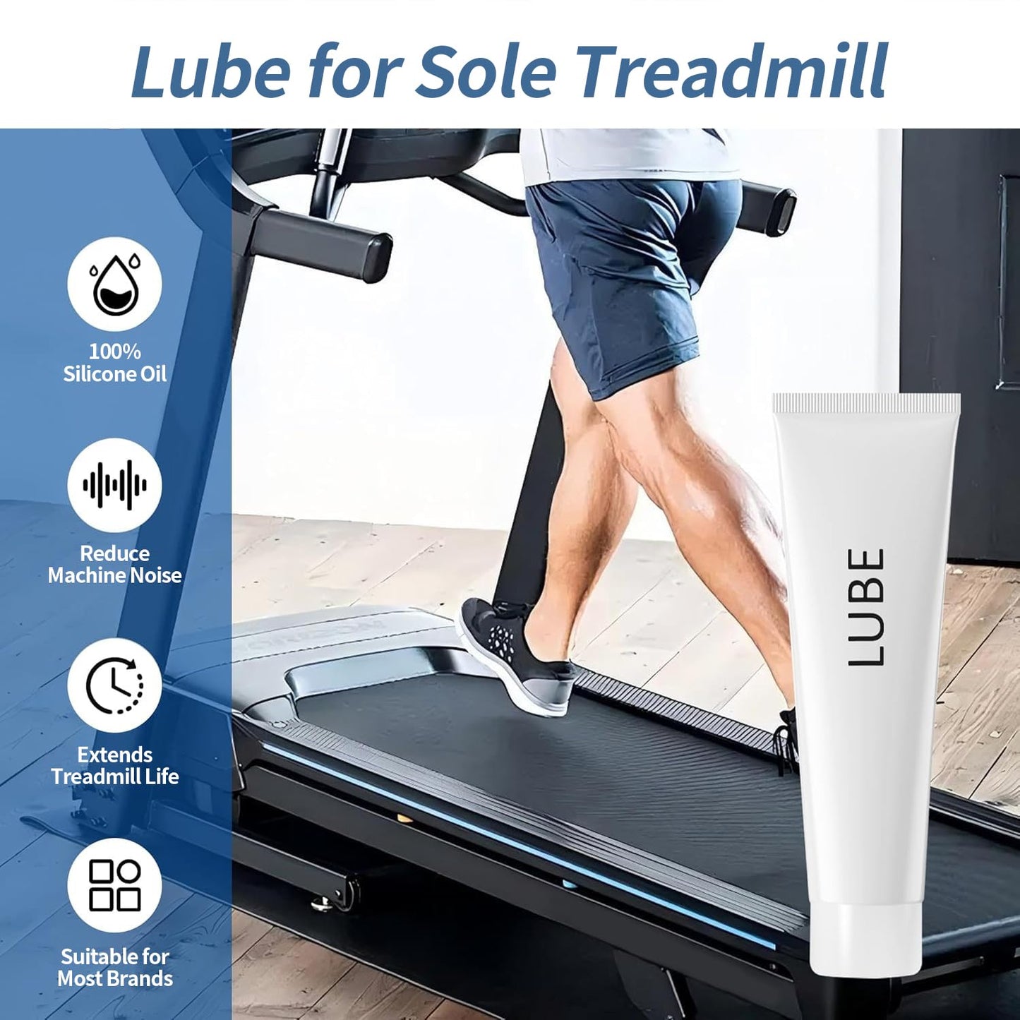 Fitness Treadmill Lubricant for Sole Spirit Treadmill Lube, Silicone Oil Fit Most Brands Treadmill with Cleaning Cloth and Brush (White) ﻿