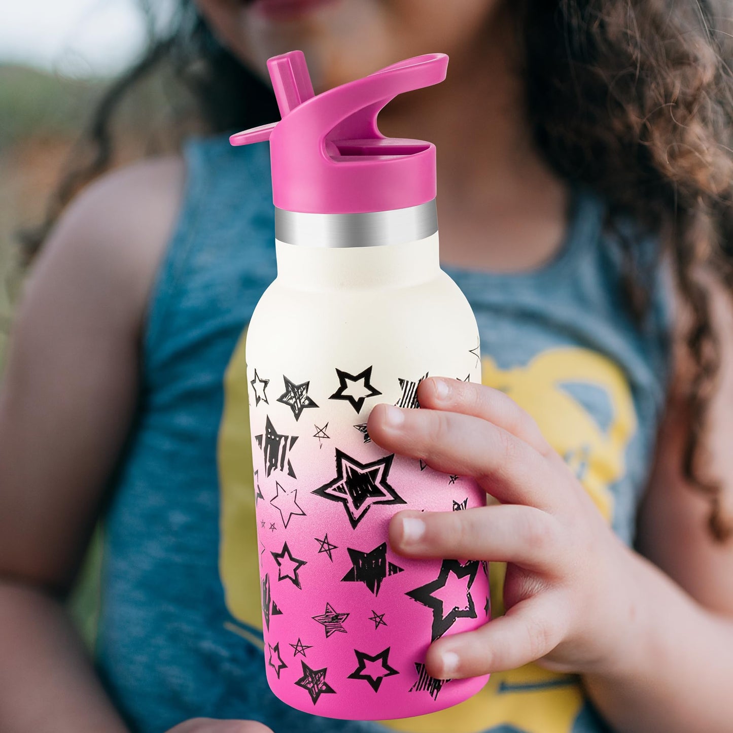 TAKYIT 12oz Kids Water Bottle – Insulated Stainless Steel Bottle with Straw Lid, BPA-Free, Leak-Proof, for Toddlers & School Use