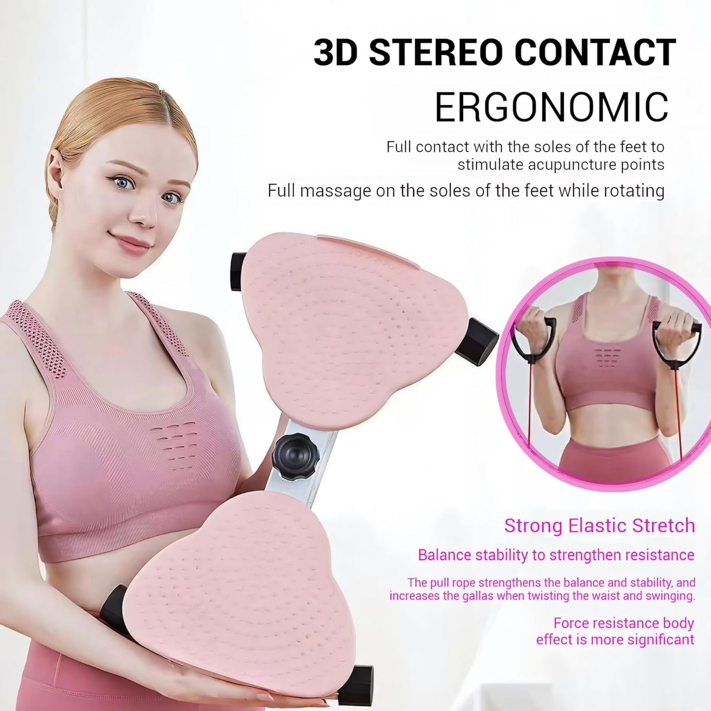 220 lbs Noiseless Anti-Slip Waist Twister Board - Ab Machine with Resistance Bands for Core Exercise & Slimming Waist, Home Gym Equipment Women & Men