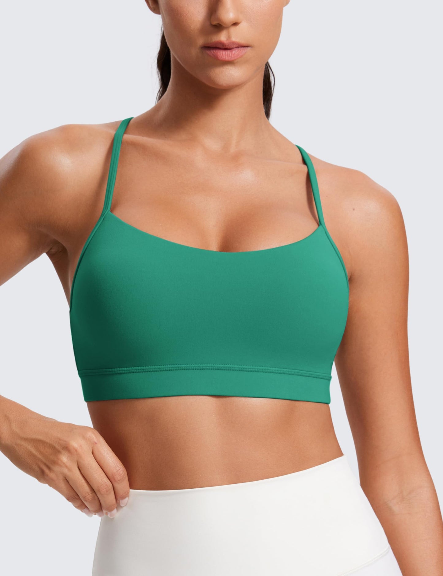 CRZ YOGA Butterluxe Y Back Sports Bras Cascadia Green Medium