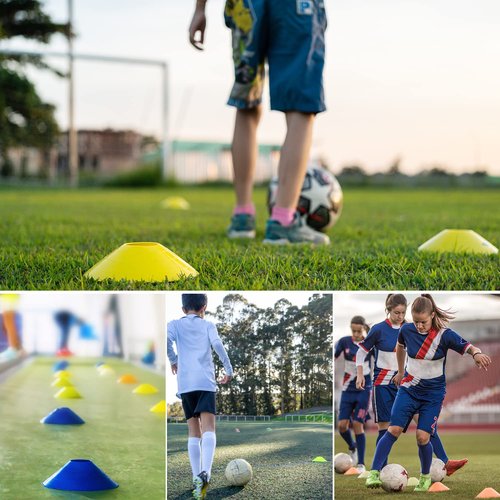 RUBY.Q 50/100/200pcs Disc Cones, Soccer Cones, Basketball Cones with Carry Bag and Holder, Football, Soccer, Basketball Training Equipment, 5 Color