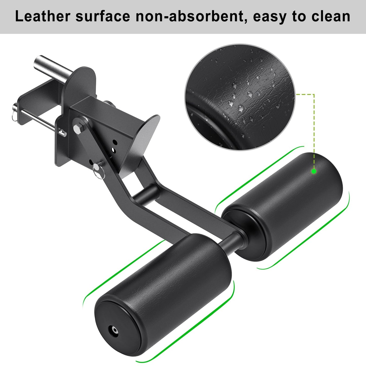 Lifeswell Nordic Hamstring Curl Attachment for 3"x3" Power Rack with 1" or 5/8" Hole, 6 Height Adjustable Leg Hold Down with Leather Surface for Home Gyms