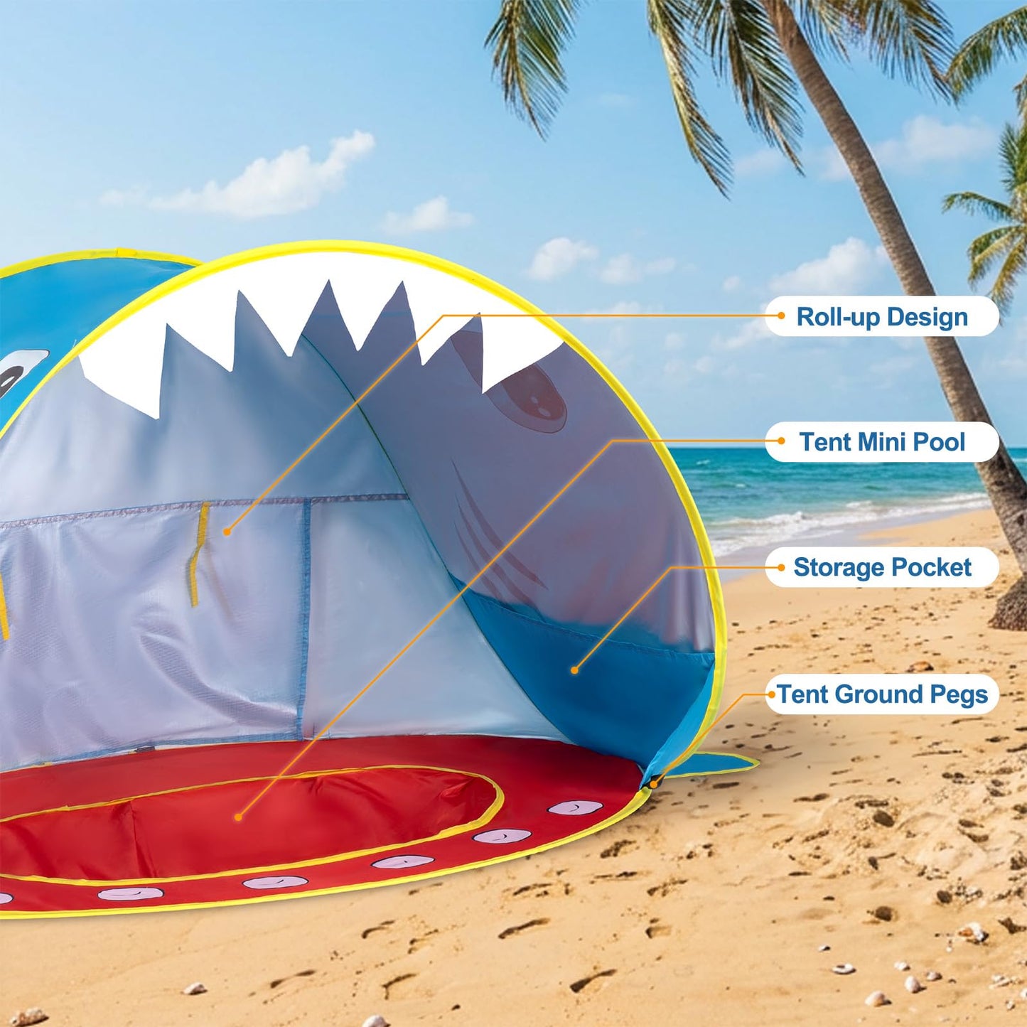 Elfzone Baby Beach Tent Pop Up Sun Shade Portable UV Shelter Shark