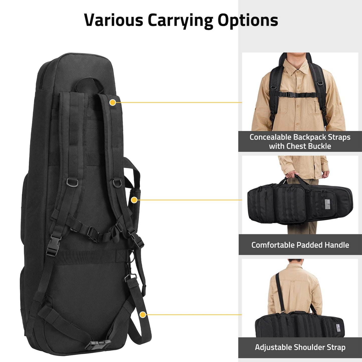Trakiom Soft Double Rifle Case, Lockable Zippers and Accessory Pockets