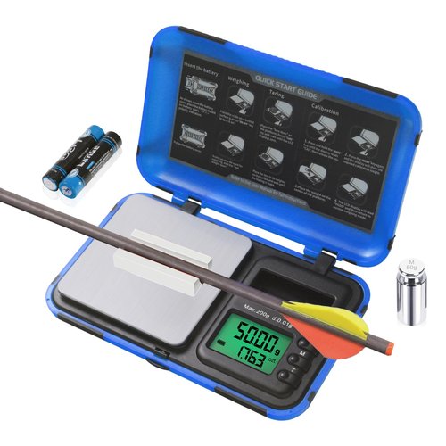 Archery Arrow Scale with Arrow Holder Grain Scale Dual Unit and HD Display LCD Digital Pocket Arrows Scale,200g x 0.01g Digital Mini Scale Included Calibration Weight, Batteries