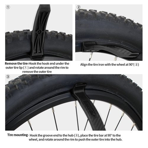 Professional Bike Tire Levers - High-Strength PC Material, Non-Slip Ergonomic Design, Rim Protector for Road/Mountain Bikes(Black)