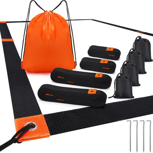 TOBWOLF Beach Volleyball Lines for Sand, 26.3' x 52.6' Professional Official Volleyball Court Boundary Lines, Highly Visible Marking Sand Lines with Metal Anchors & SandBags