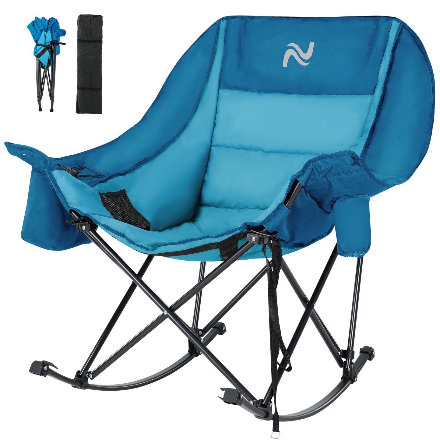 Slsy Oversized Rocking Camping Chair, Outdoor Rocking Chair for Adults