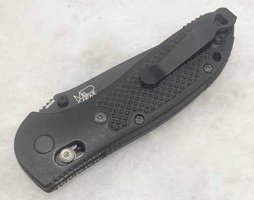 Deep Carry Pocket Clip for Benchmade 551 Griptilian Knife, Flat Black Steel, Textured Surface