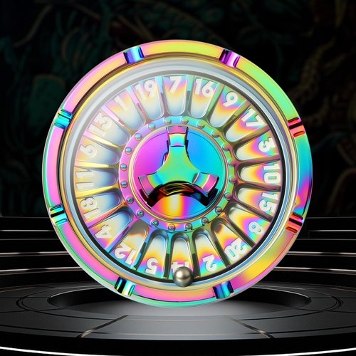 DNDND Roulette D20 Metal Spinner Dice with Gift Box for Dungeons and Dragon D&D RPG & Table Games (Rainbow)