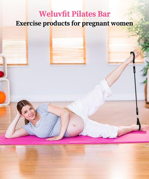 Multifunctional Portable Stackable Pilates Bar Kit with Resistance Bands, Door Anchor for Resistance Bands-Home Gym Equipment with Handles - Pilates Flexbands Supports Full-Body Workouts for Yoga Pink