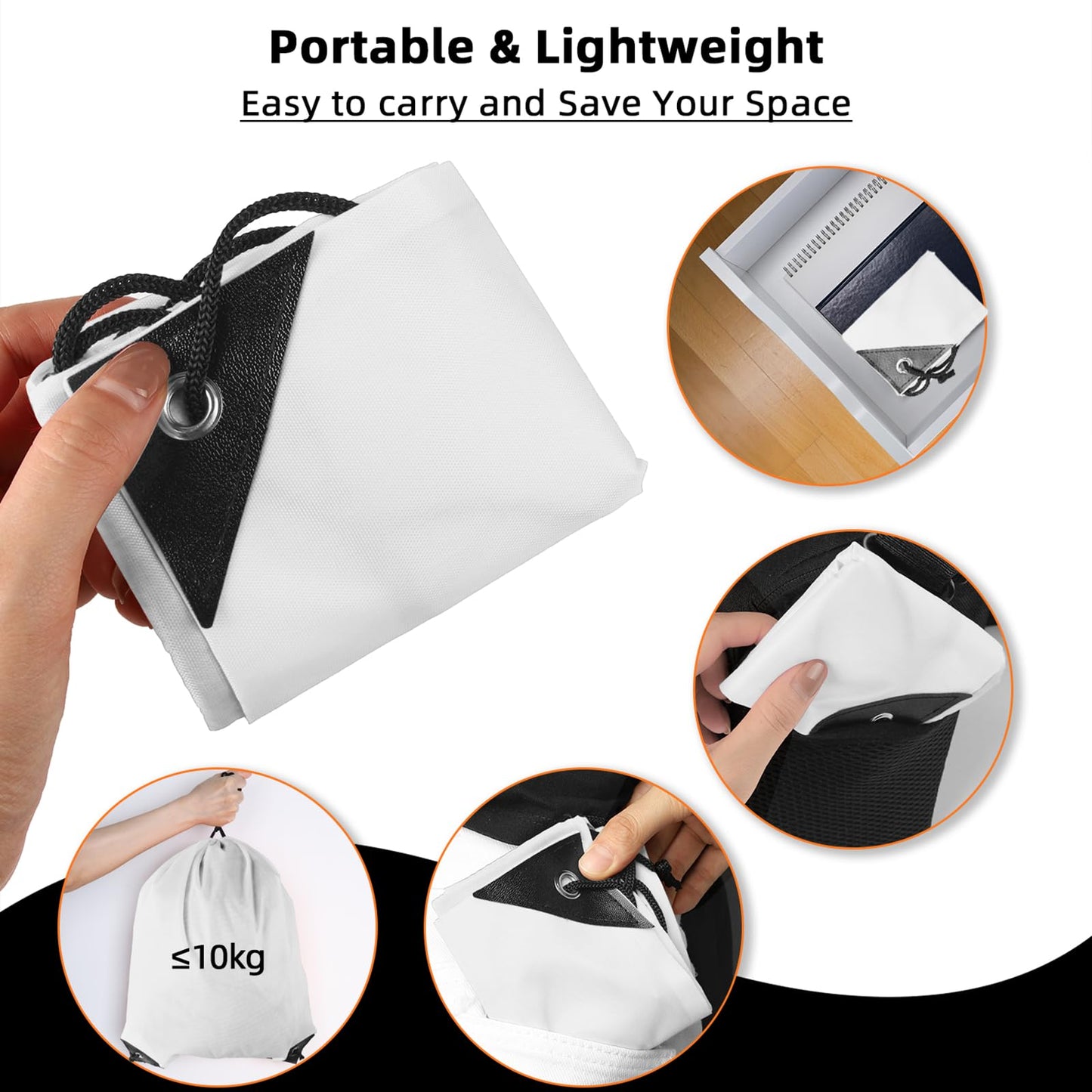 GoodToU Drawstring Bags - Nylon Gym & Travel Drawstring Backpack (White, 80Pcs)
