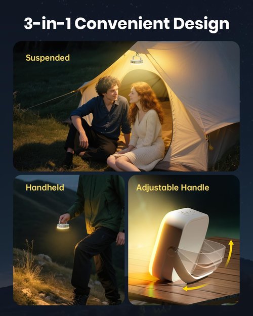 Eventek 2Packs LED Camping Lantern, Rechargeable Camping Lights Up to 144 Hours & 4 Light Modes, Portable IP65 Waterproof Magnetic Camping Essentials for Tent, Power Outages Emergency