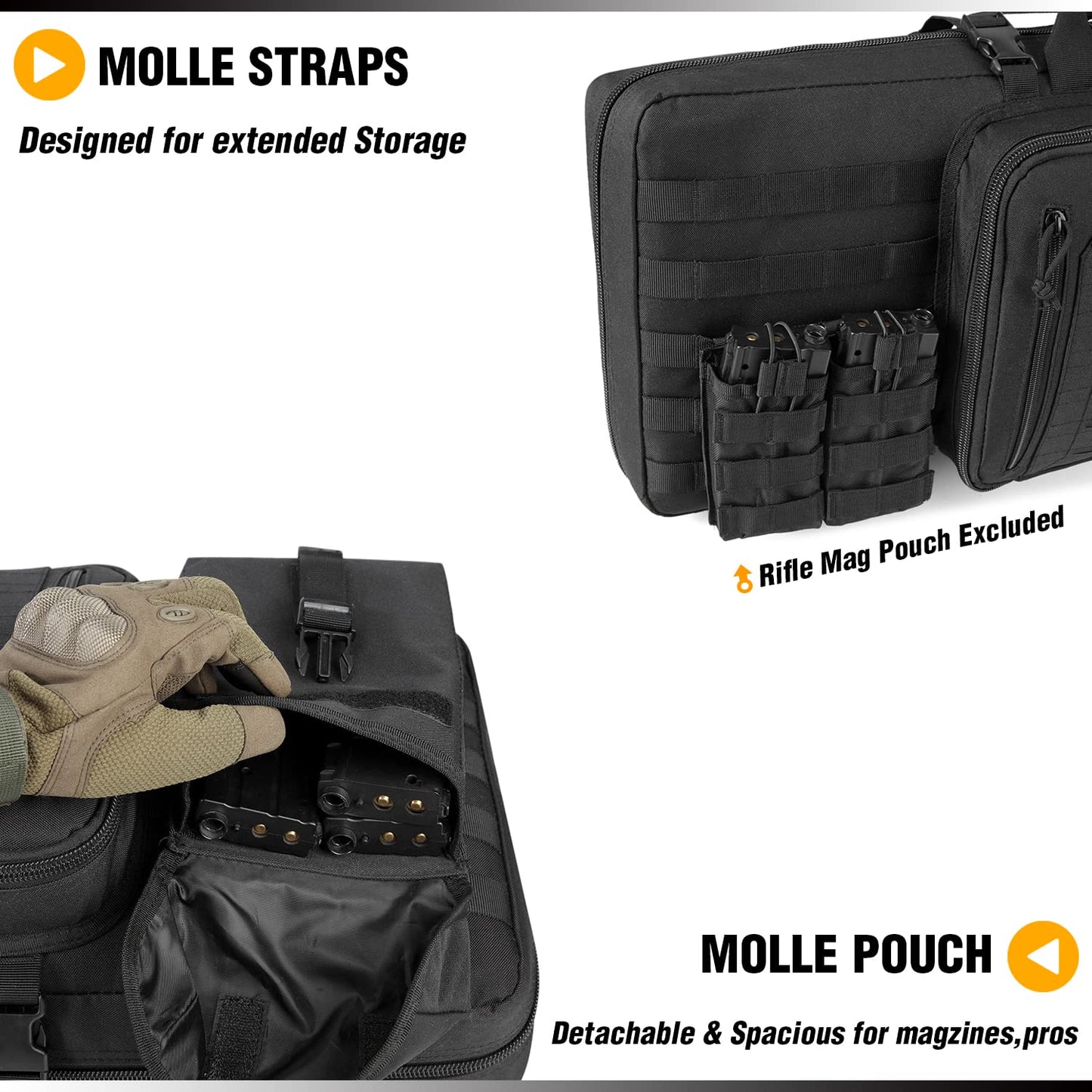 DBTAC Urban Classic Tactical Double Long Gun Bag Soft Rifle Case Pistol Transportation Case w/Backpack Strap for Range Shooting Outdoor Hunting (Black, 32" x 12“ Double Rifle Case)