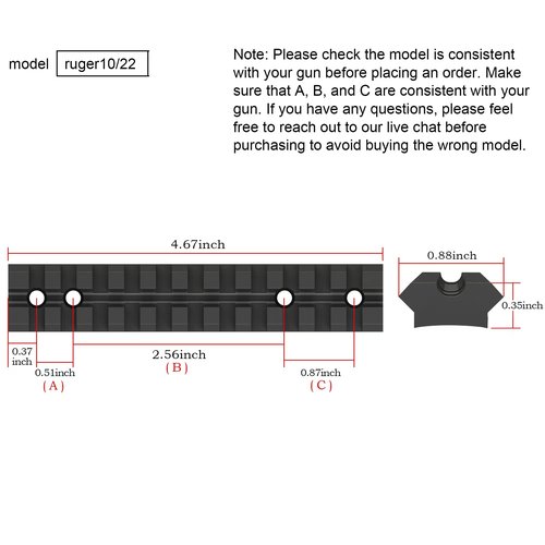 Eastern Tactical Supply Ruger 10/22 Picatinny Rail Mount for Red Dot, Scopes, Optics (RG-Black)