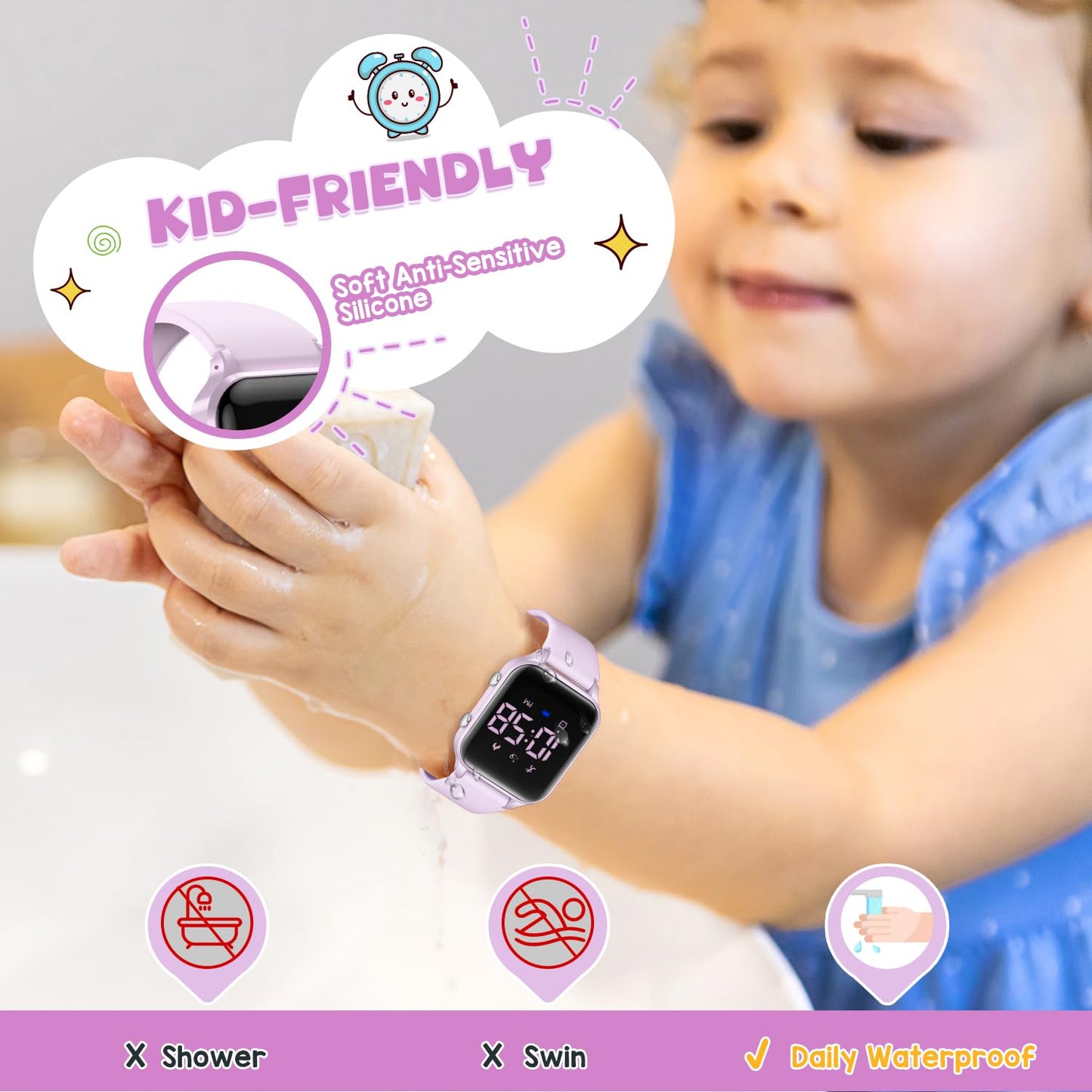 Timever Kids Digital Watches for Boys Girls, Sports Watch with Fitness Tracker, Pedometer, Alarm Clocks, Stopwatch, No App Needed Waterproof Kids Watch, Gift for Teens Student Girls Boys Ages 5-14