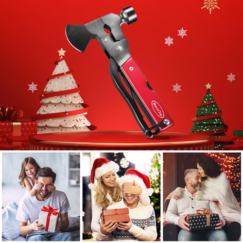 RoverTac 14-in-1 Multitool Camping Axe Hatchet – Essential Camping Gear with Knife, Hammer, Saw, Bottle Opener, Screwdriver – Multi Tool with Sheath – Gifts for Men, Dad, and Outdoor Adventures