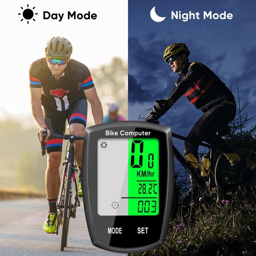 Bike Computer and Bicycle Odometer Wireless MPH KM/H Bike Speedometer with Automatic Wake-Up Cycling Speed Tracker Display & Single Mileage & Multi-Functions & Calories Statistics Accessories