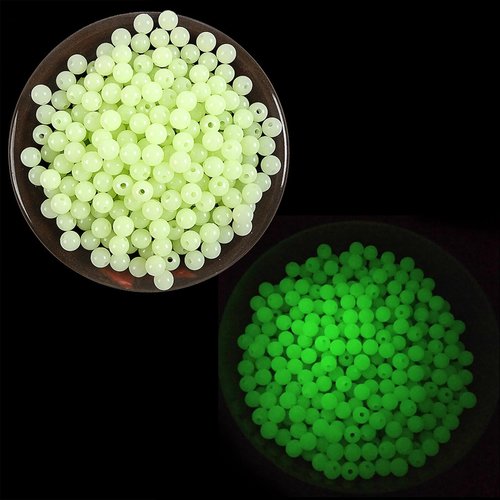 Jynqra 100Pcs Luminously Fishing Beads Fish Line Beads Round Space Bean Hard Fishing Beads Stopper Fishing Accessories Easy Use